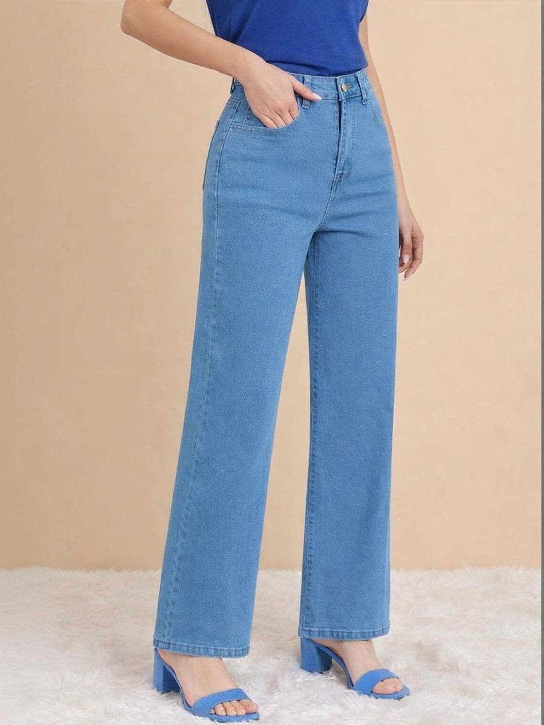 HERE&NOW Women Straight Fit High-Rise Stretchable Jeans thumbnail 4