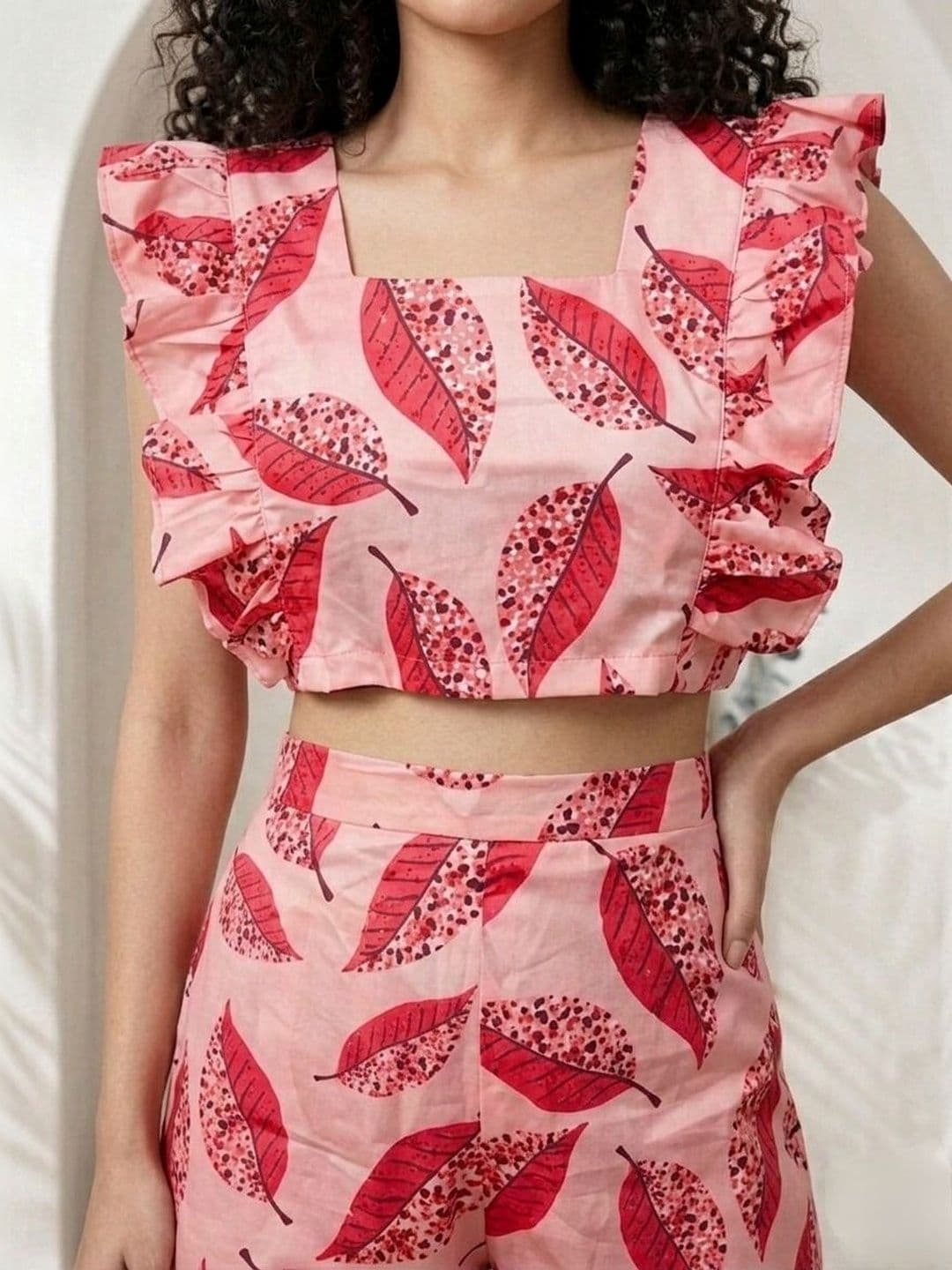 HERE&NOW Ruffled Printed Top with Shorts thumbnail 4