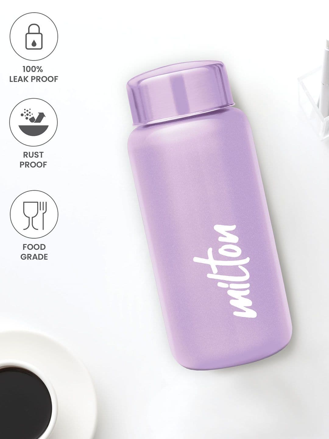 Milton Aqua 500 Purple Solid Stainless Steel Spill Proof Water Bottle - 485 ml thumbnail 5