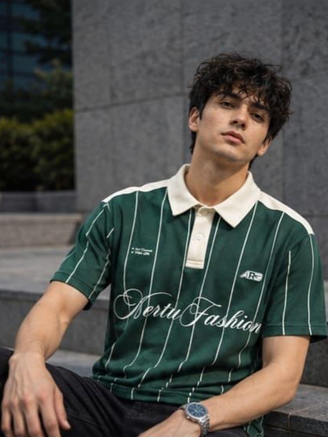 TRENDBITE Men Striped Polo Collar Pockets T-shirt thumbnail 4