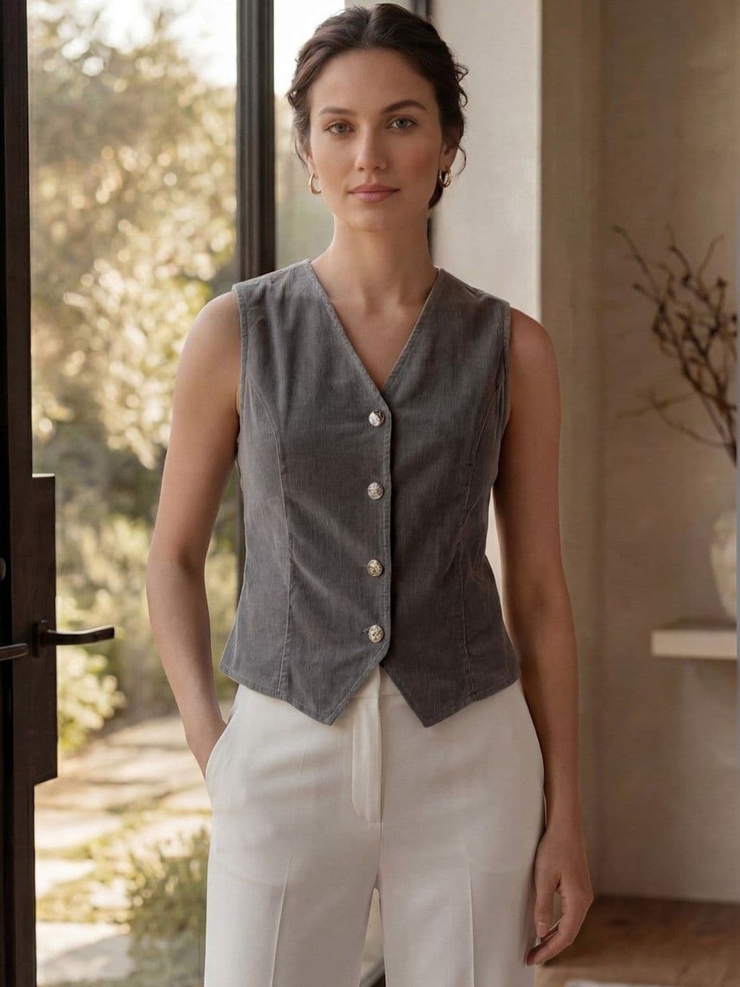 Style Quotient Velvet Solid Formal Waist Coat - view 1