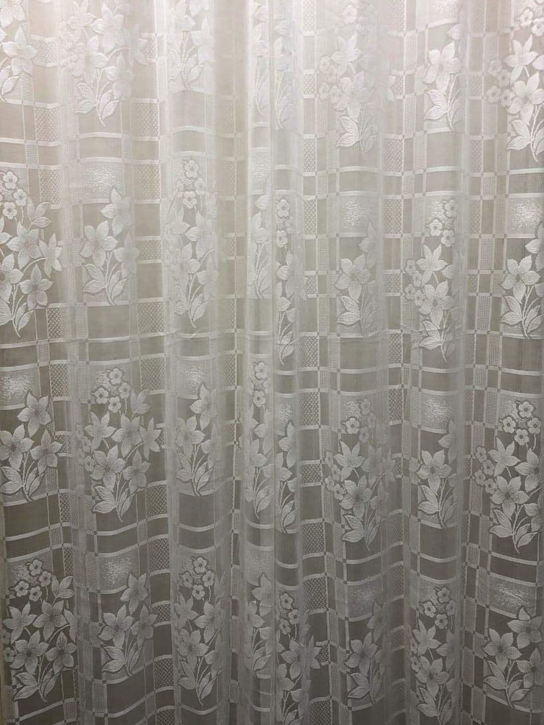 B' Decorlish White Set of 2 Floral Sheer Window Curtain thumbnail 4