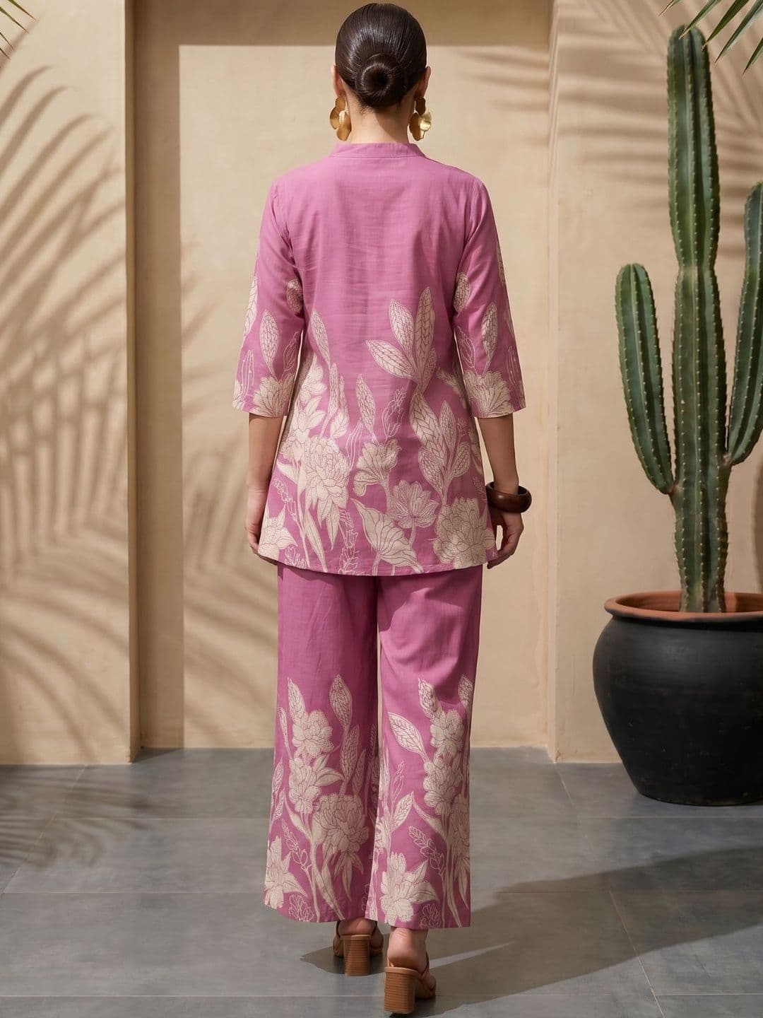 IMANA Floral Cotton Printed Tunic with Palazzos thumbnail 6