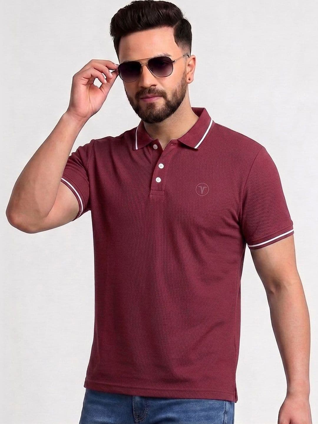 TB BLUE Men Polo Collar Slim Fit T-shirt - view 1