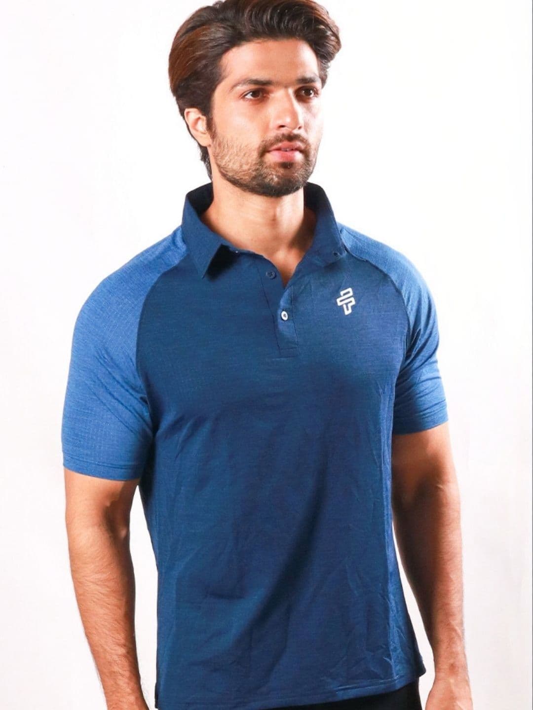 Flecto Men Blue Regular Fit V neck Performance Polo Gym T-Shirt, Casual Tshirt thumbnail 7
