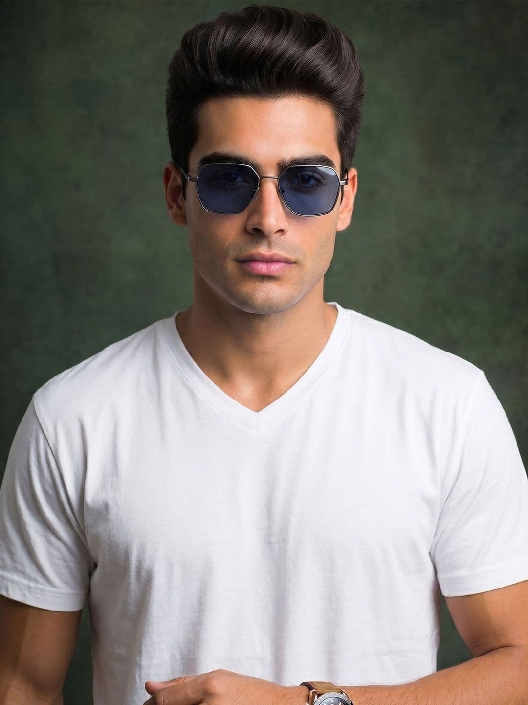 VEIRDO Men V-Neck Pure Cotton Pockets T-shirt thumbnail 4