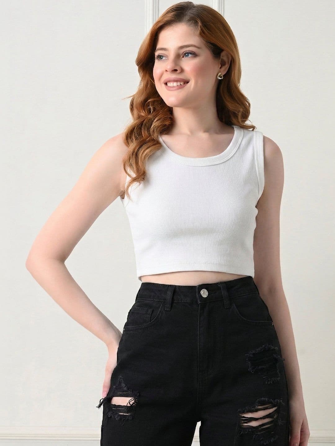 Mast & Harbour Cotton Blend Tank Crop Top thumbnail 3