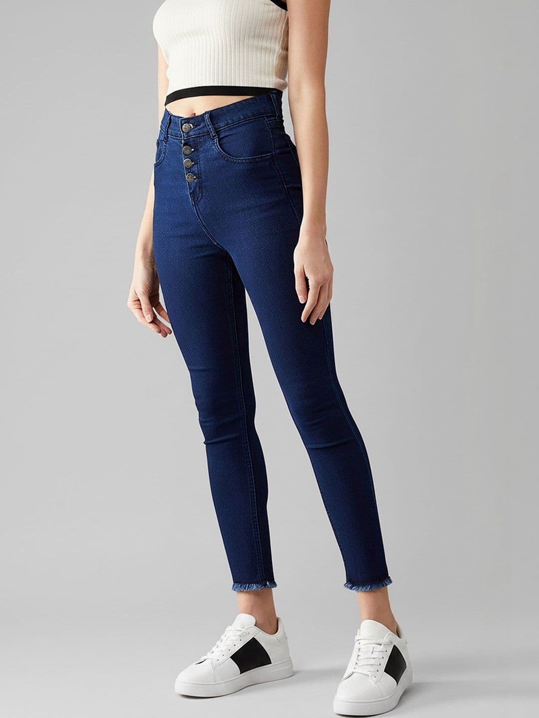 Mast & Harbour Women Skinny High Rise Clean Look Cropped Stretchable Denim Jeans thumbnail 4