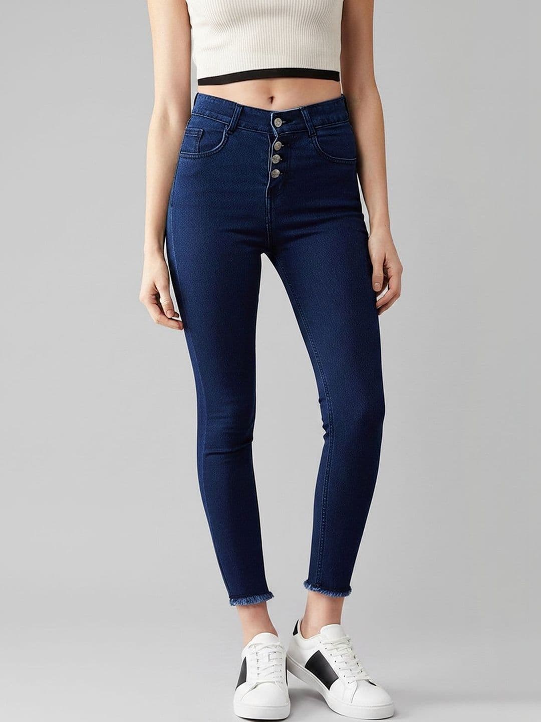 Mast & Harbour Women Skinny High Rise Clean Look Cropped Stretchable Denim Jeans - view 1