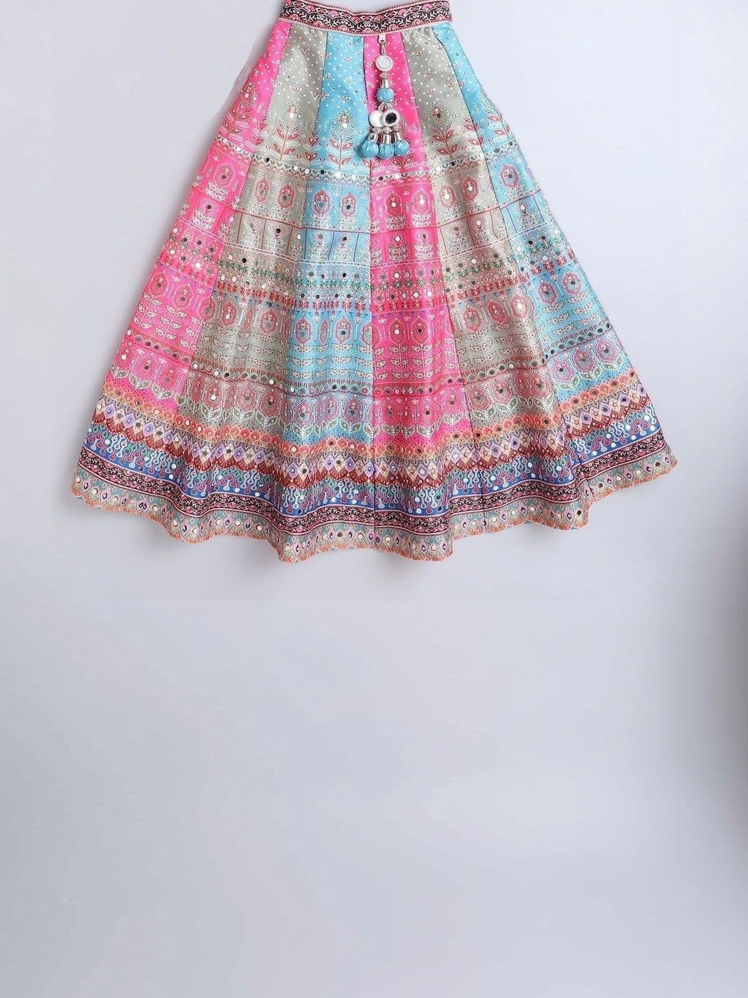 Sangria Girls Embellished Sweetheart Neck Lehenga With Choli & Dupatta thumbnail 2