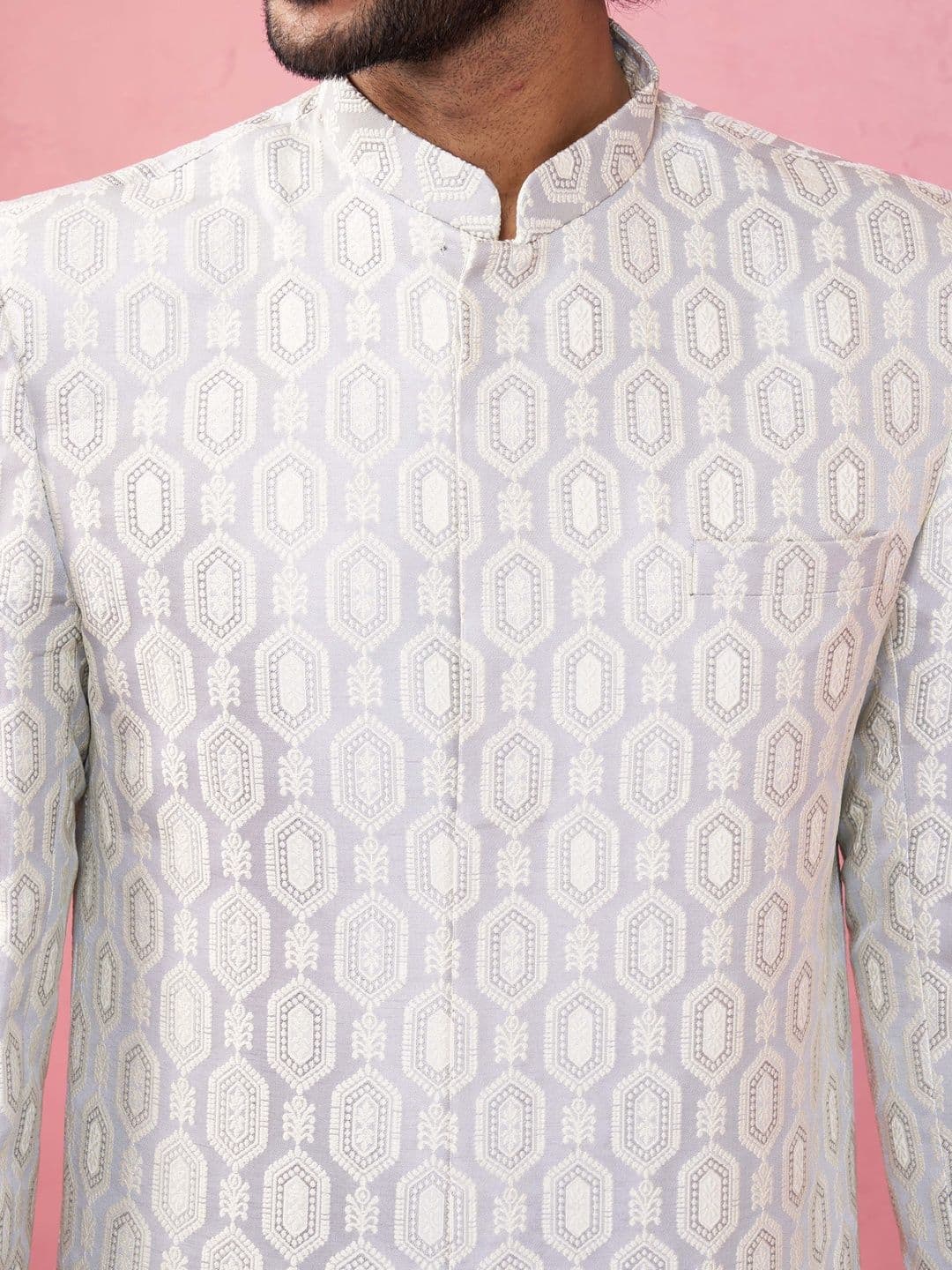 VASTRAMAY Embroidered Mandarin Collar Indo-Western Sherwani Set thumbnail 5