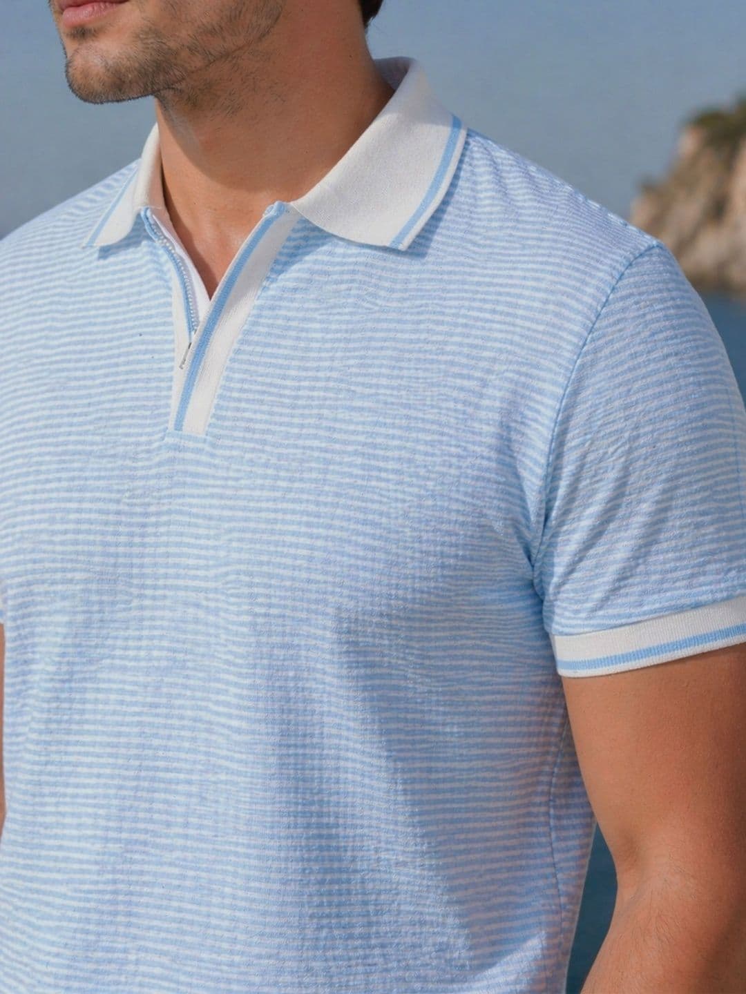 THE BEETEL HOUSE Men Striped Polo Collar T-shirt thumbnail 2