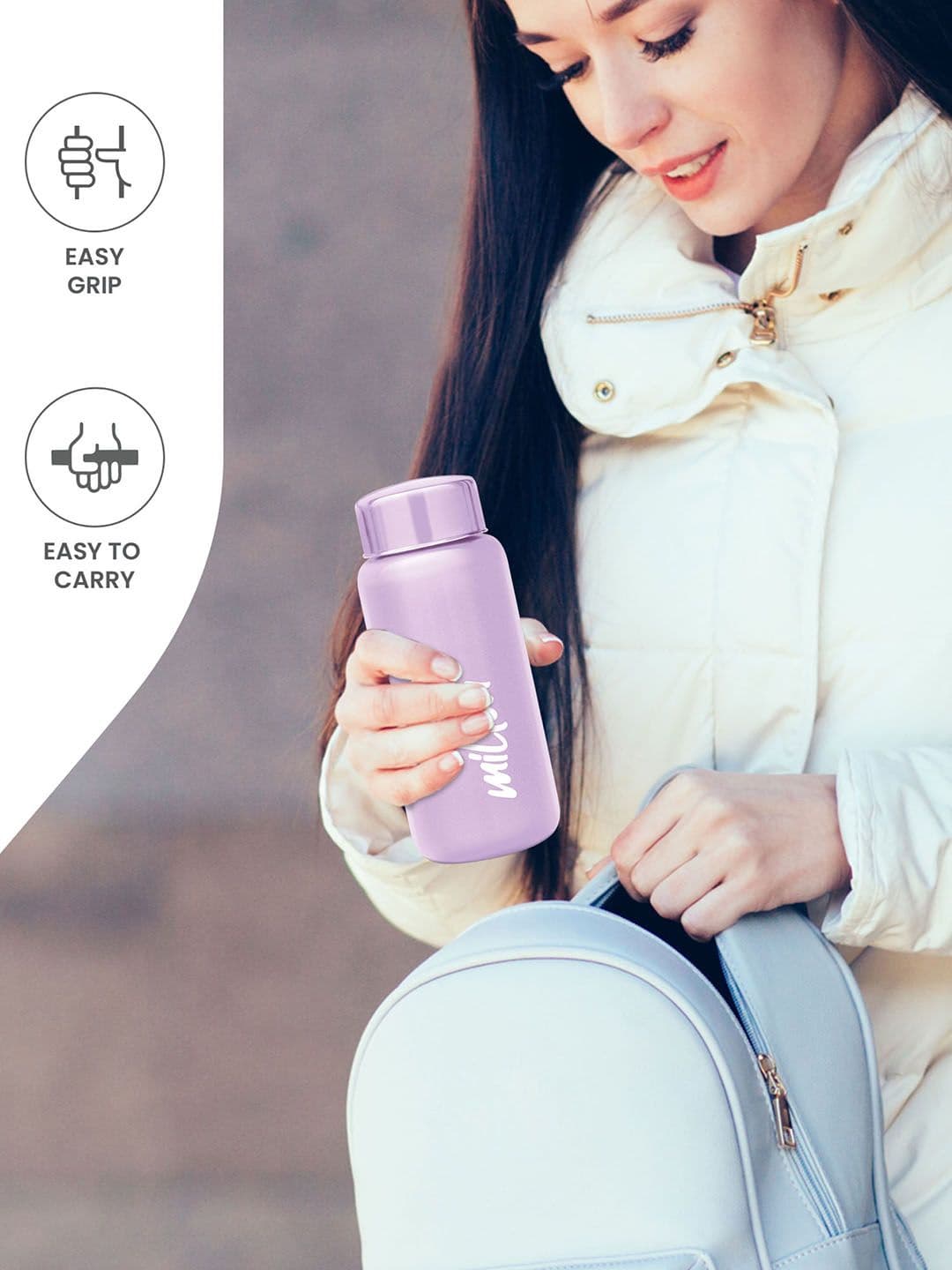 Milton Aqua 500 Purple Solid Stainless Steel Spill Proof Water Bottle - 485 ml thumbnail 3