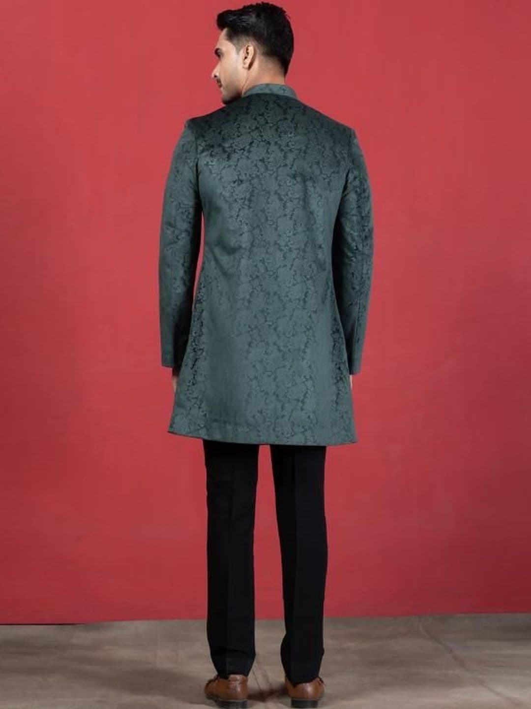 EKYAA Men Mandarin Collar Sherwani thumbnail 2