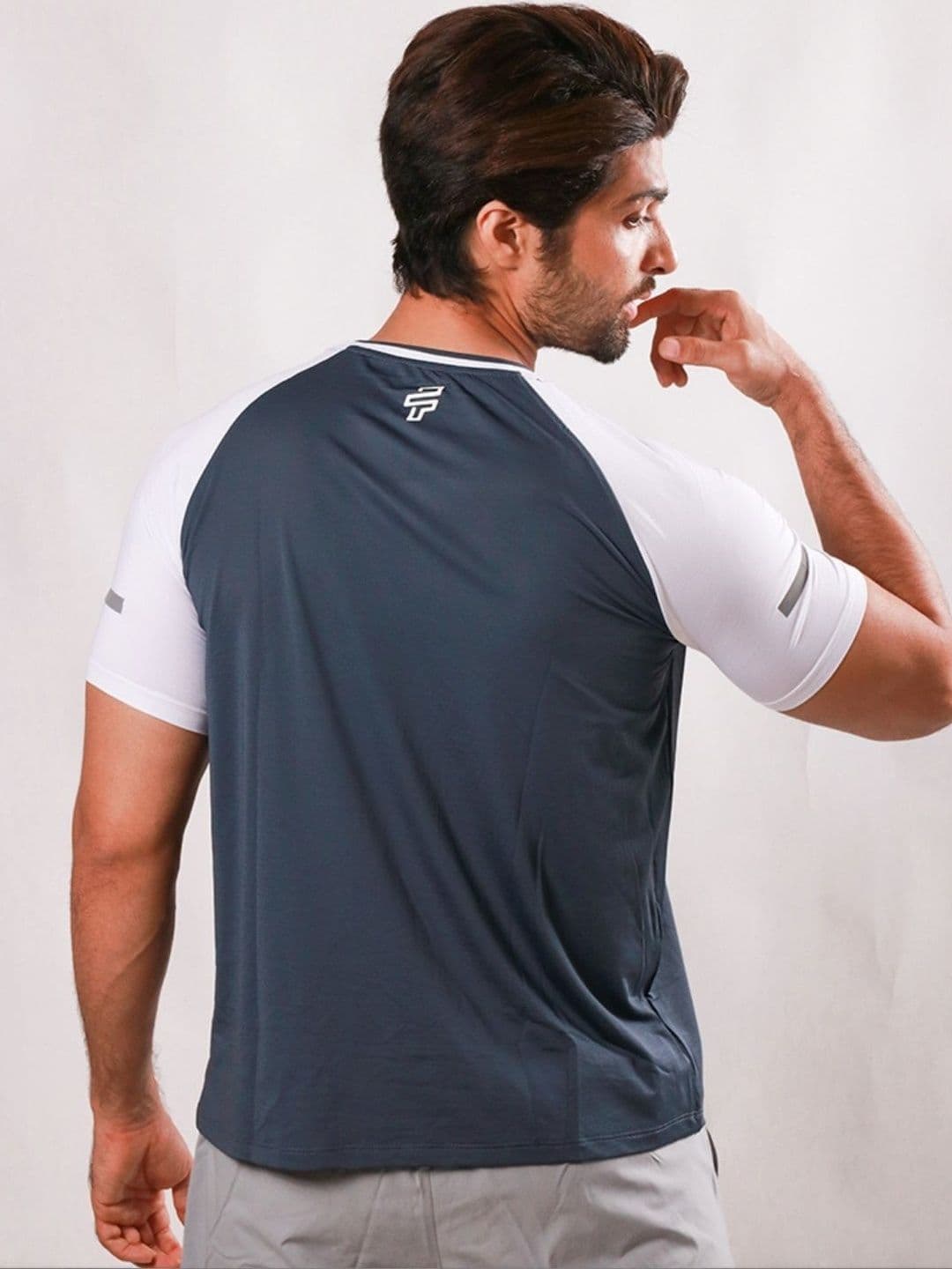 Flecto Men Gun Metal Raglan Jersey Regular Fit Gym & Casual Half Sleeve T-Shirt thumbnail 2