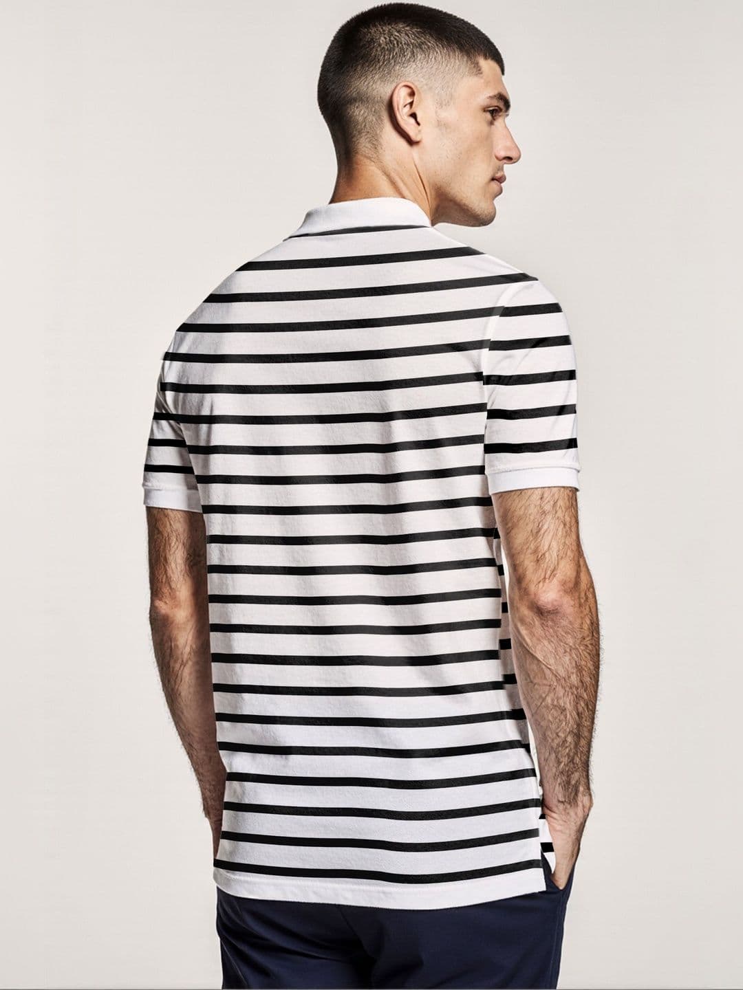 The Roadster Lifestyle Co Striped Cotton Polo Collar Half Sleeves T-Shirt thumbnail 2