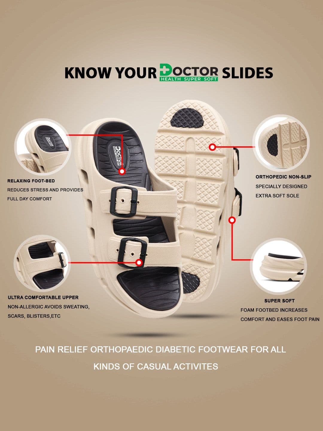 DOCTOR HEALTH SUPER SOFT Men Sliders Flip Flops thumbnail 5