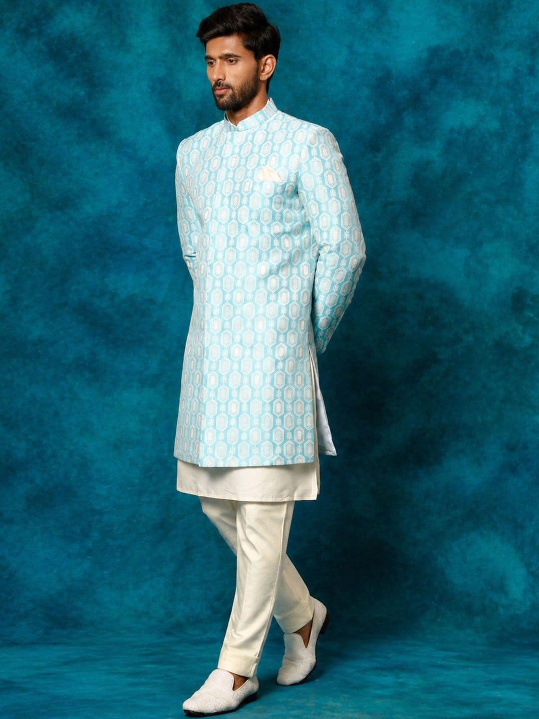 VASTRAMAY  Mandarin Collar  Sherwani Set thumbnail 5
