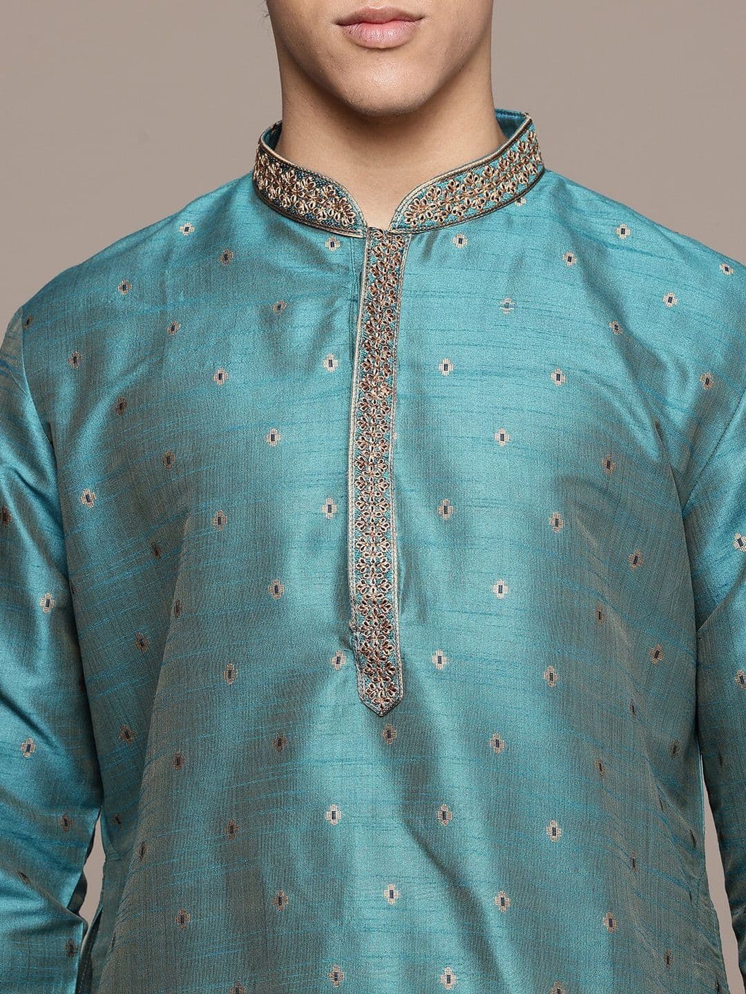PulseIQ Men Ethnic Motifs Thread Work Kurta thumbnail 2