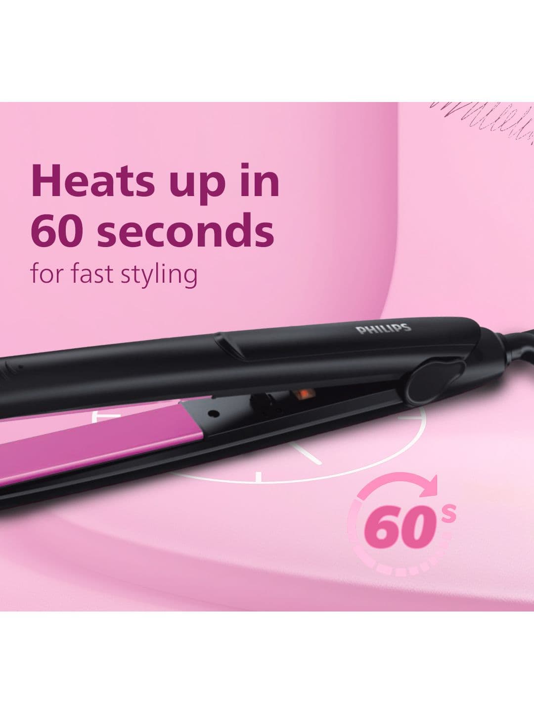 Philips HP8302/06 Selfie SilkPro Care Hair Straightener with Ceramic Plates- Black thumbnail 4
