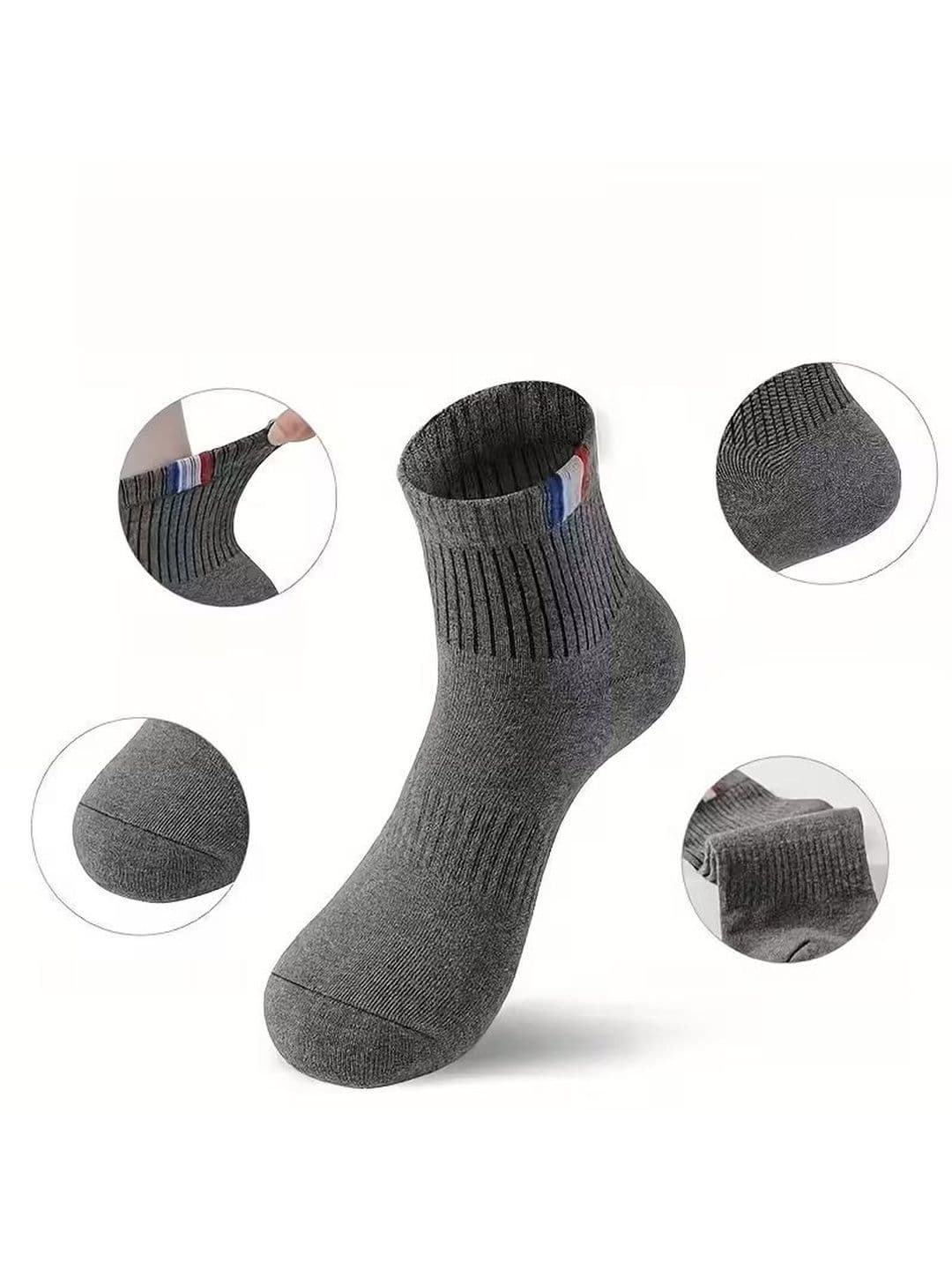 BEAR&BEYOND Men Pack of 5 Cotton Colourblocked Ankle Length Socks thumbnail 3