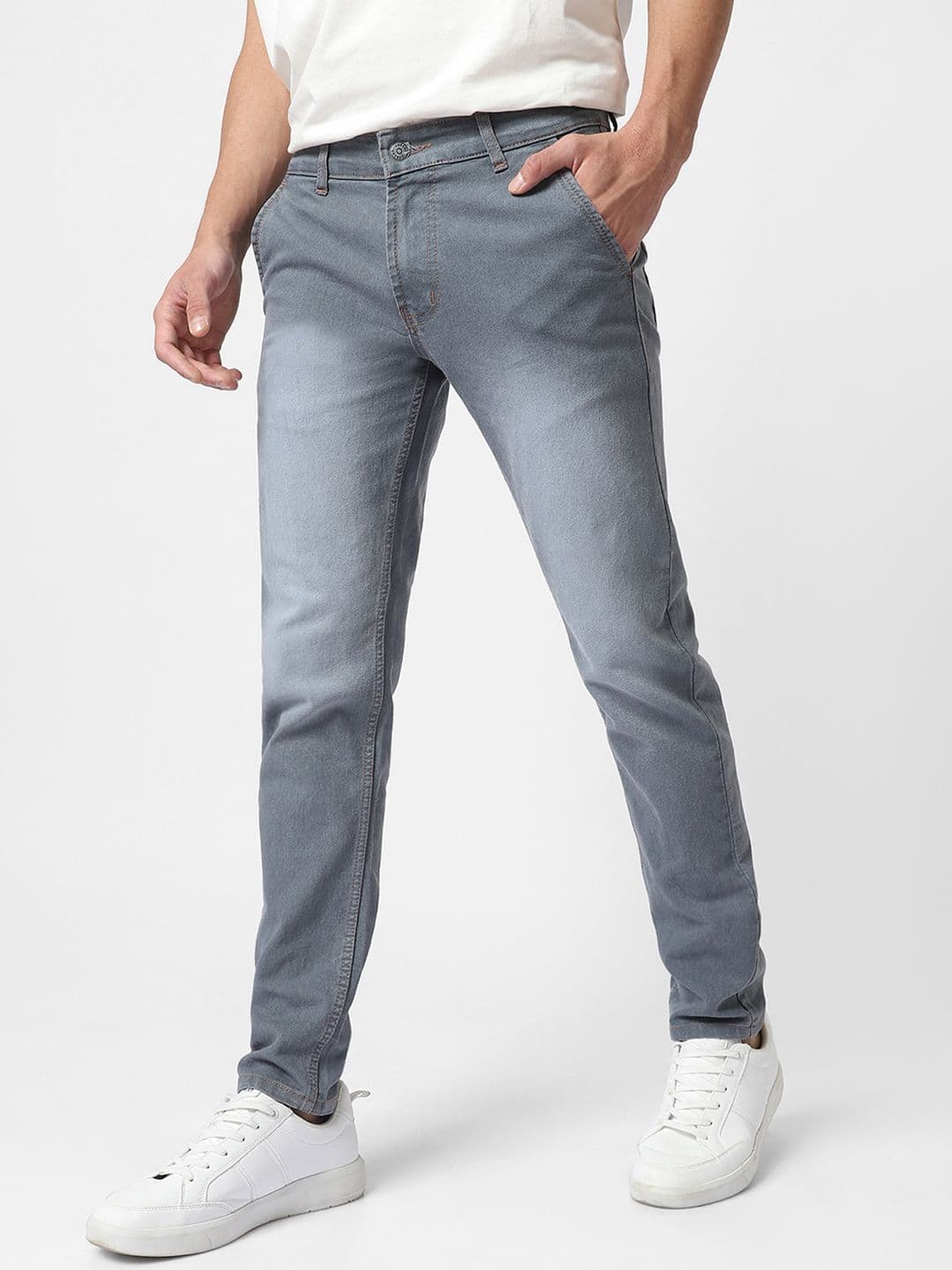 Urbano Fashion Men Grey Slim Fit Mid-Rise Clean Look Stretchable Jeans thumbnail 3