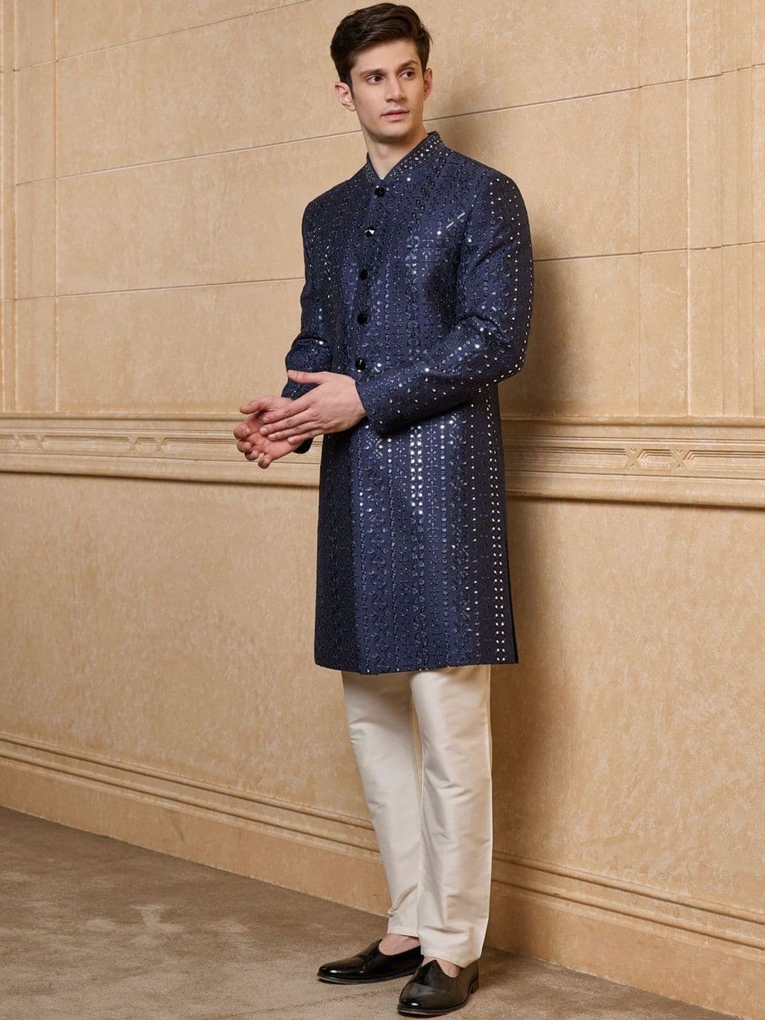 Tasva Embroidered Indo-Western Sherwani Set thumbnail 7