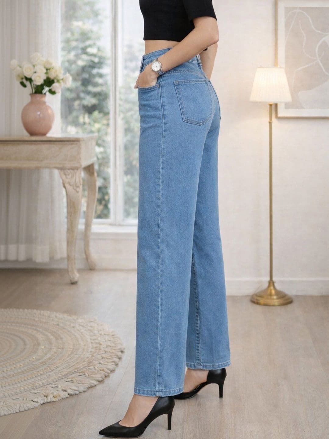 HERE&NOW Women Straight Fit High-Rise Stretchable Jeans thumbnail 4