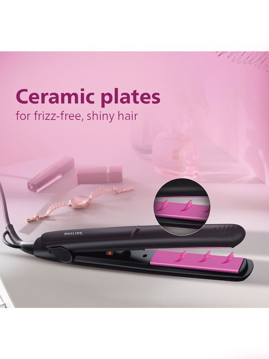 Philips HP8302/06 Selfie SilkPro Care Hair Straightener with Ceramic Plates- Black thumbnail 8