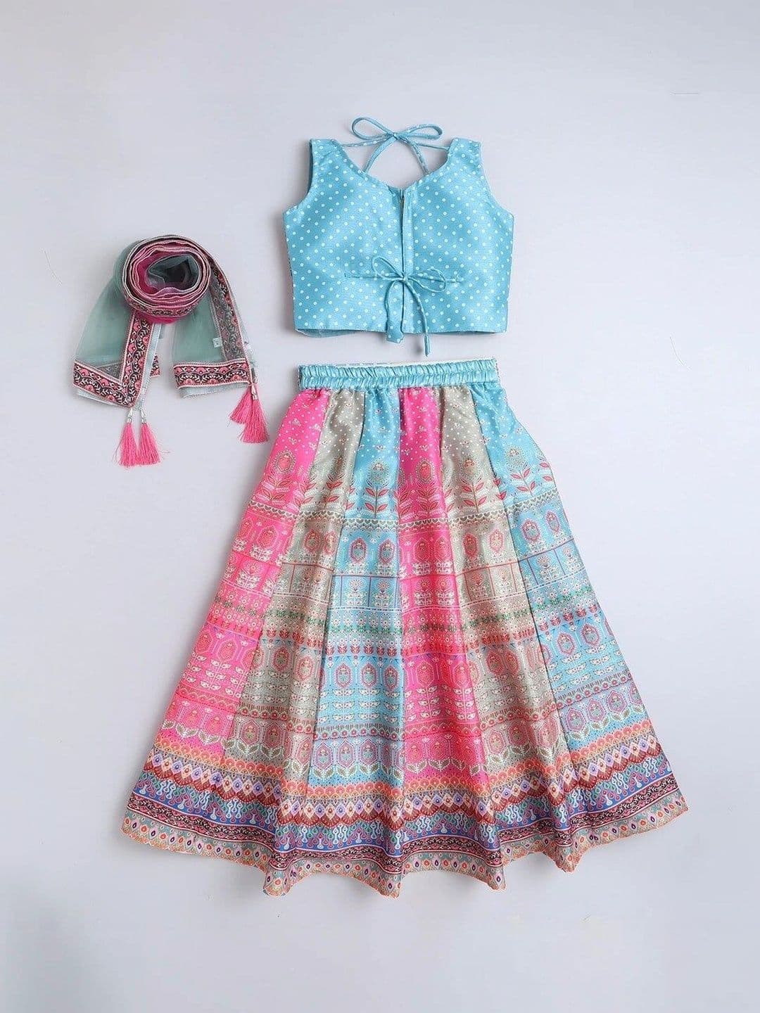 Sangria Girls Embellished Sweetheart Neck Lehenga With Choli & Dupatta thumbnail 3