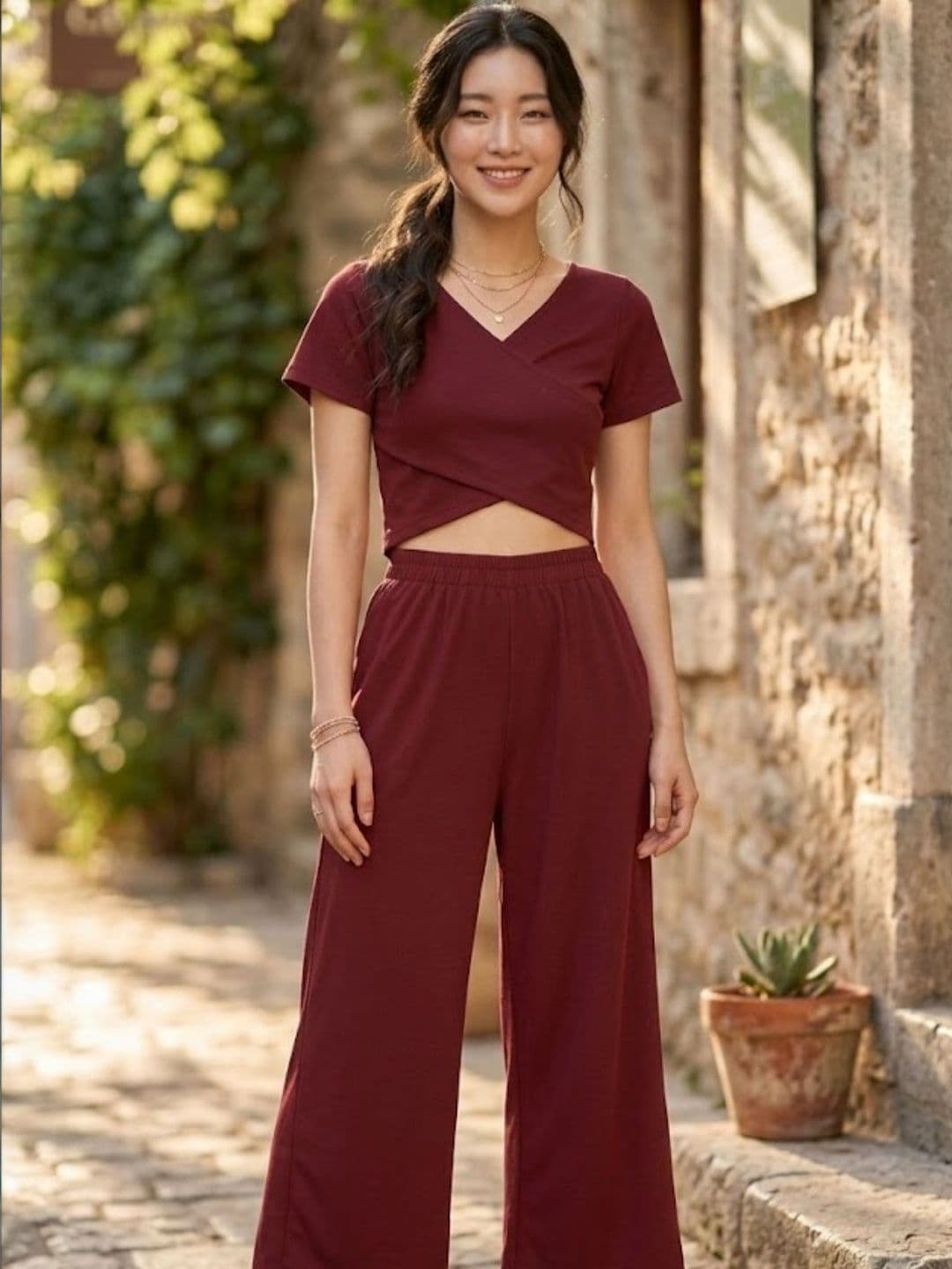 Pookiie Solid Top with Palazzos thumbnail 4