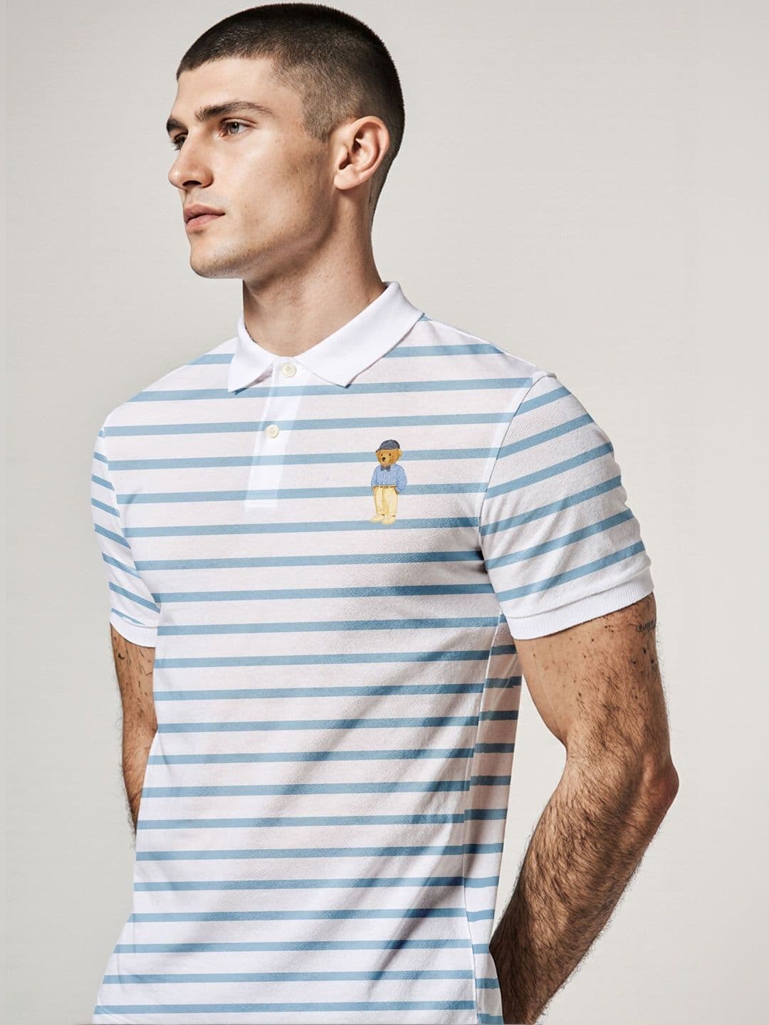 The Roadster Lifestyle Co Striped Cotton Polo Collar Half Sleeves T-Shirt thumbnail 3