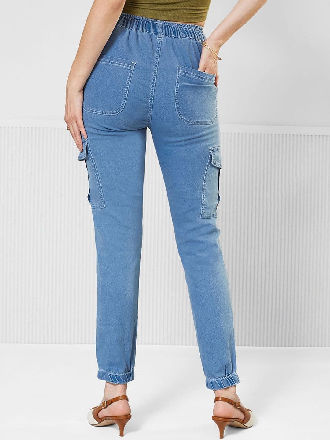 Mast & Harbour Women Regular Regular Stretchable Light Weight Denim Joggers thumbnail 3
