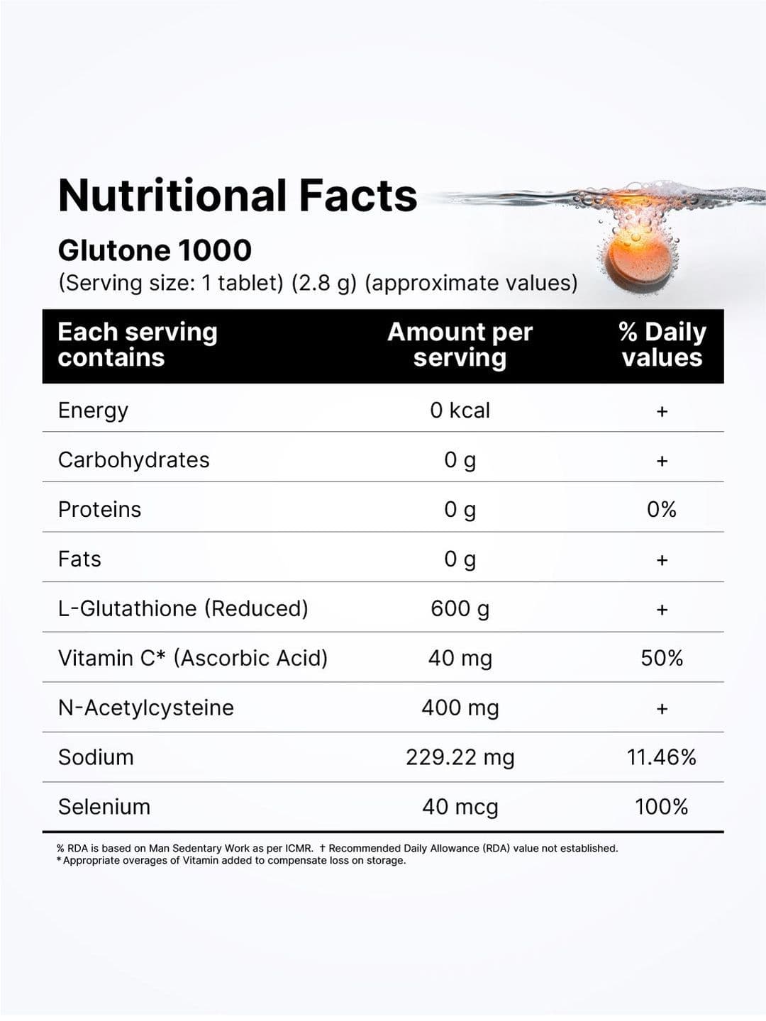 GLUTONE 1000 Set Of 2 Setria L-Glutathione Tablet With Vitamin C- 40Mg- 15 Tablets Each thumbnail 7
