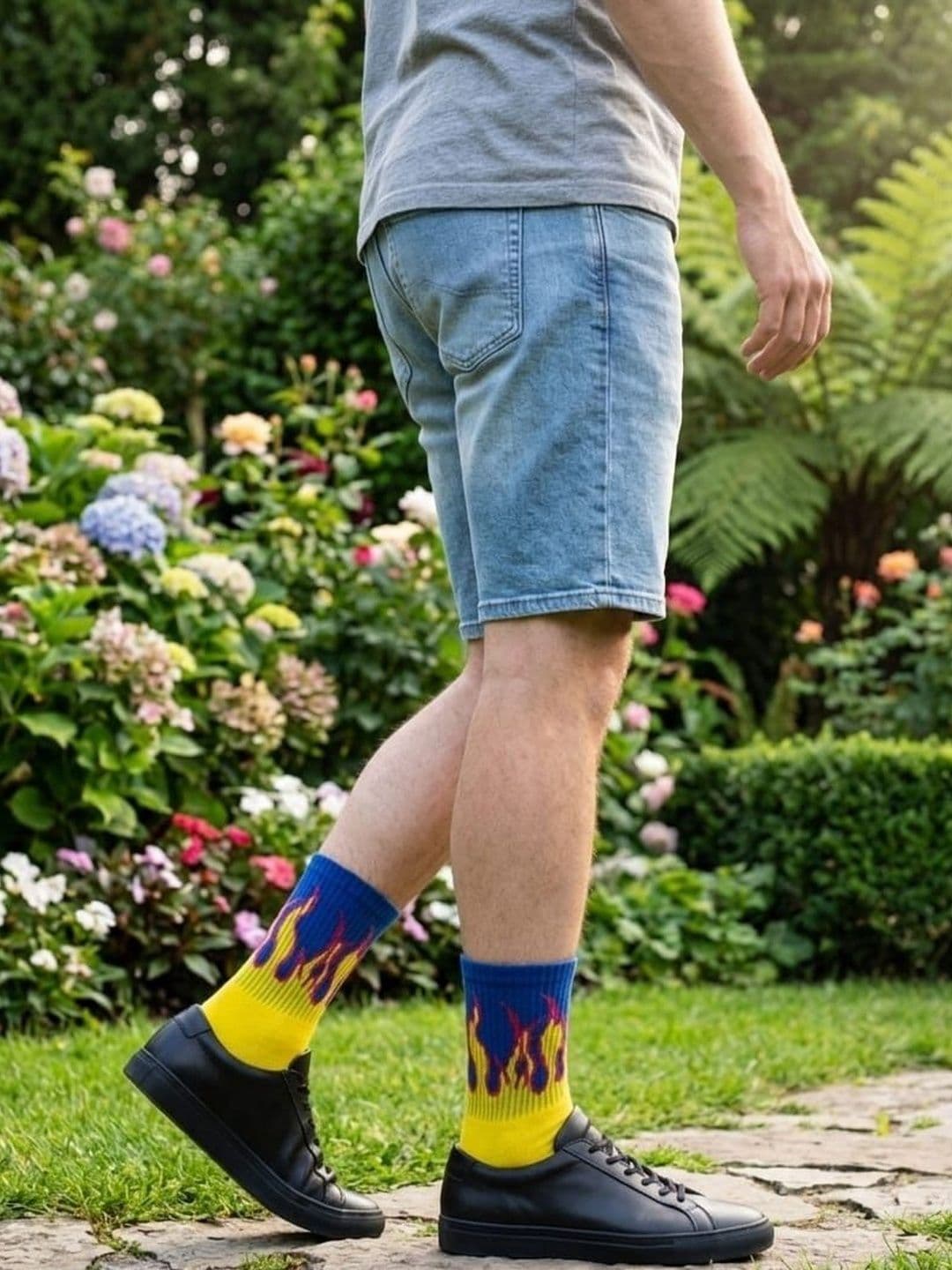 BEAR&BEYOND Men Pack of 4 Cotton Patterned Calf Length Socks thumbnail 3