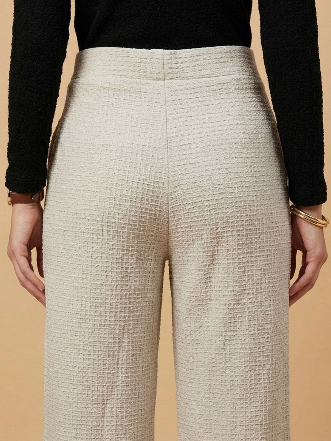 Moda Rapido Women Textured Straight Fit Easy Wash Trousers thumbnail 6