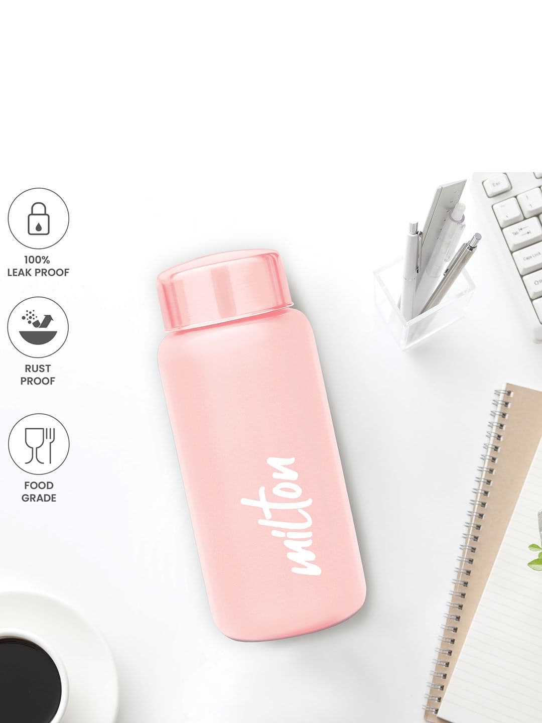 Milton Aqua 500 Pink Solid Stainless Steel Single Wall Vacuum Water Bottle - 485 ML thumbnail 2