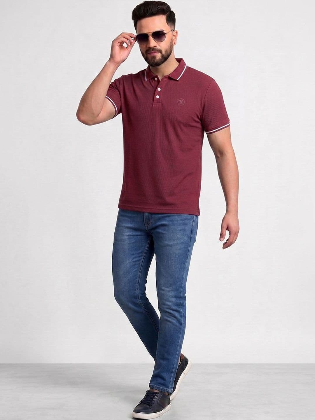 TB BLUE Men Polo Collar Slim Fit T-shirt thumbnail 2