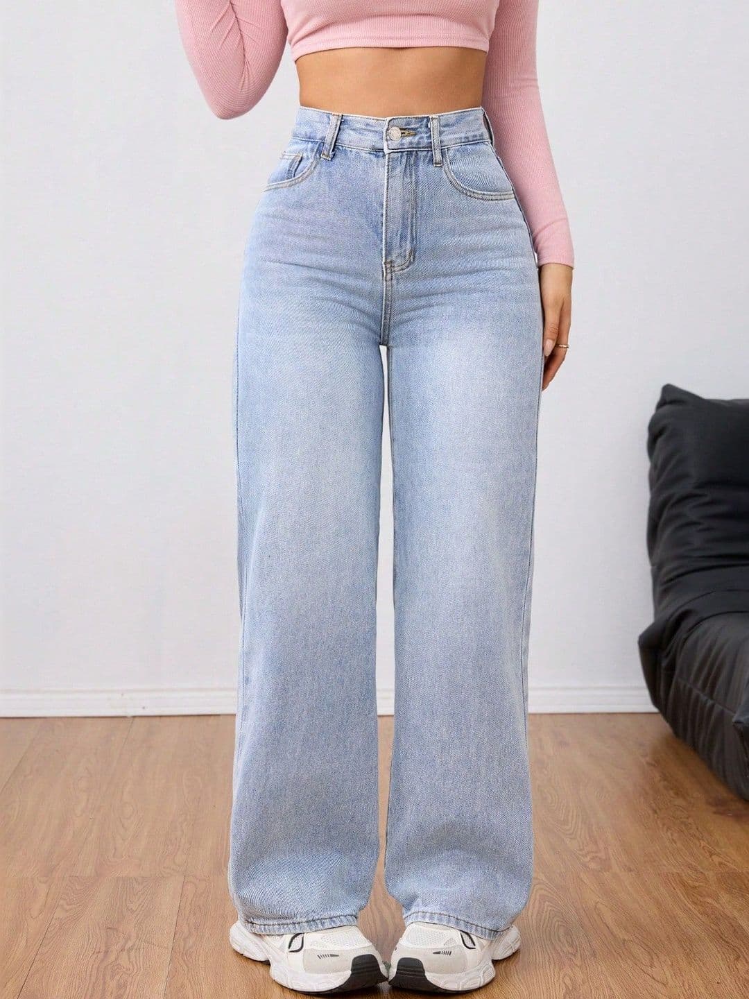 Crazeis Women Comfort Straight Fit High-Rise Light Fade Acid Wash Stretchable Jeans - view 1