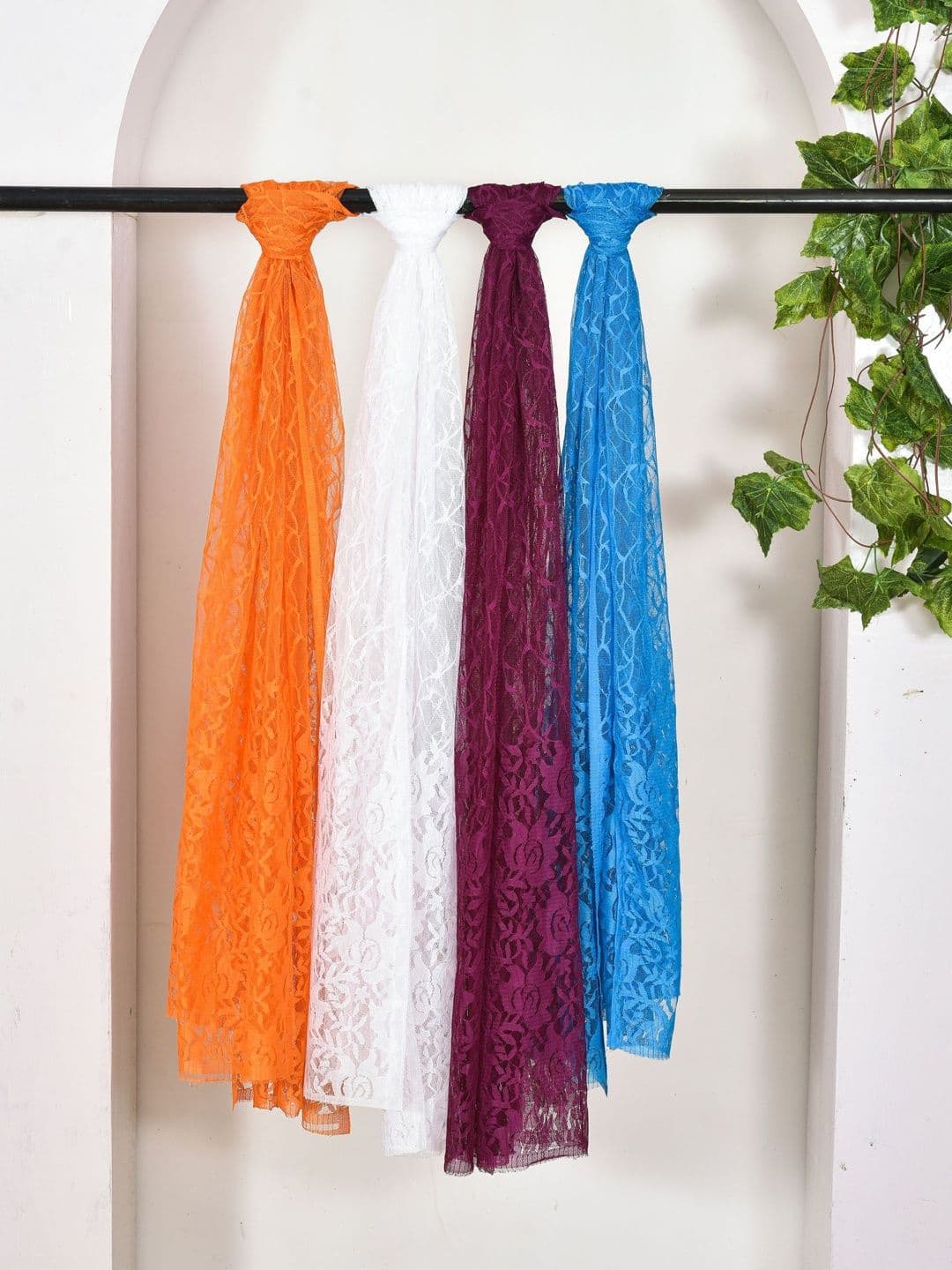 Kuhika Pack Of 4 Woven Design Dupatta - view 1