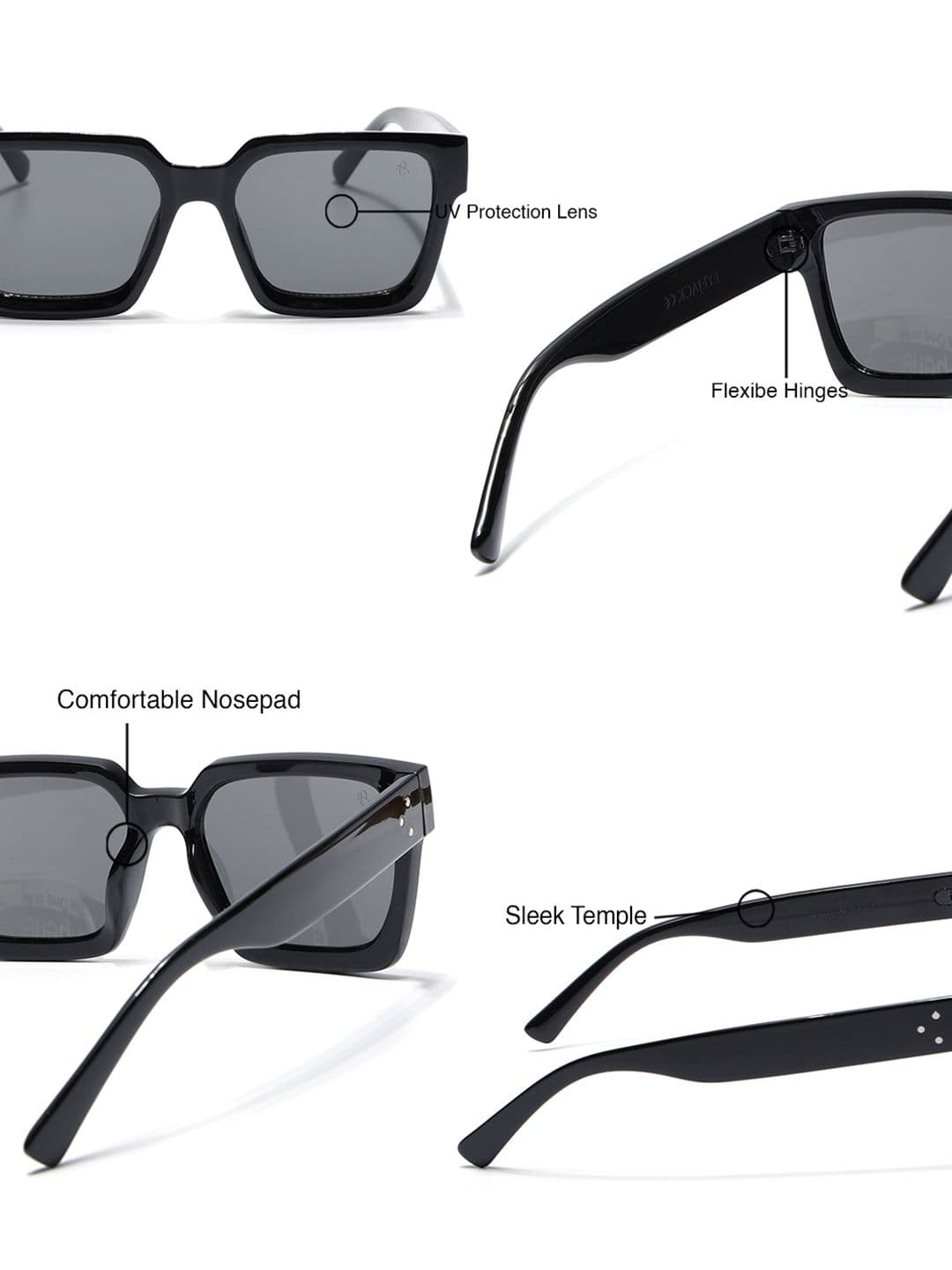 Eyejack by Voyage Unisex Square Sunglasses with UV Protected Lens 98018CL1152 thumbnail 4