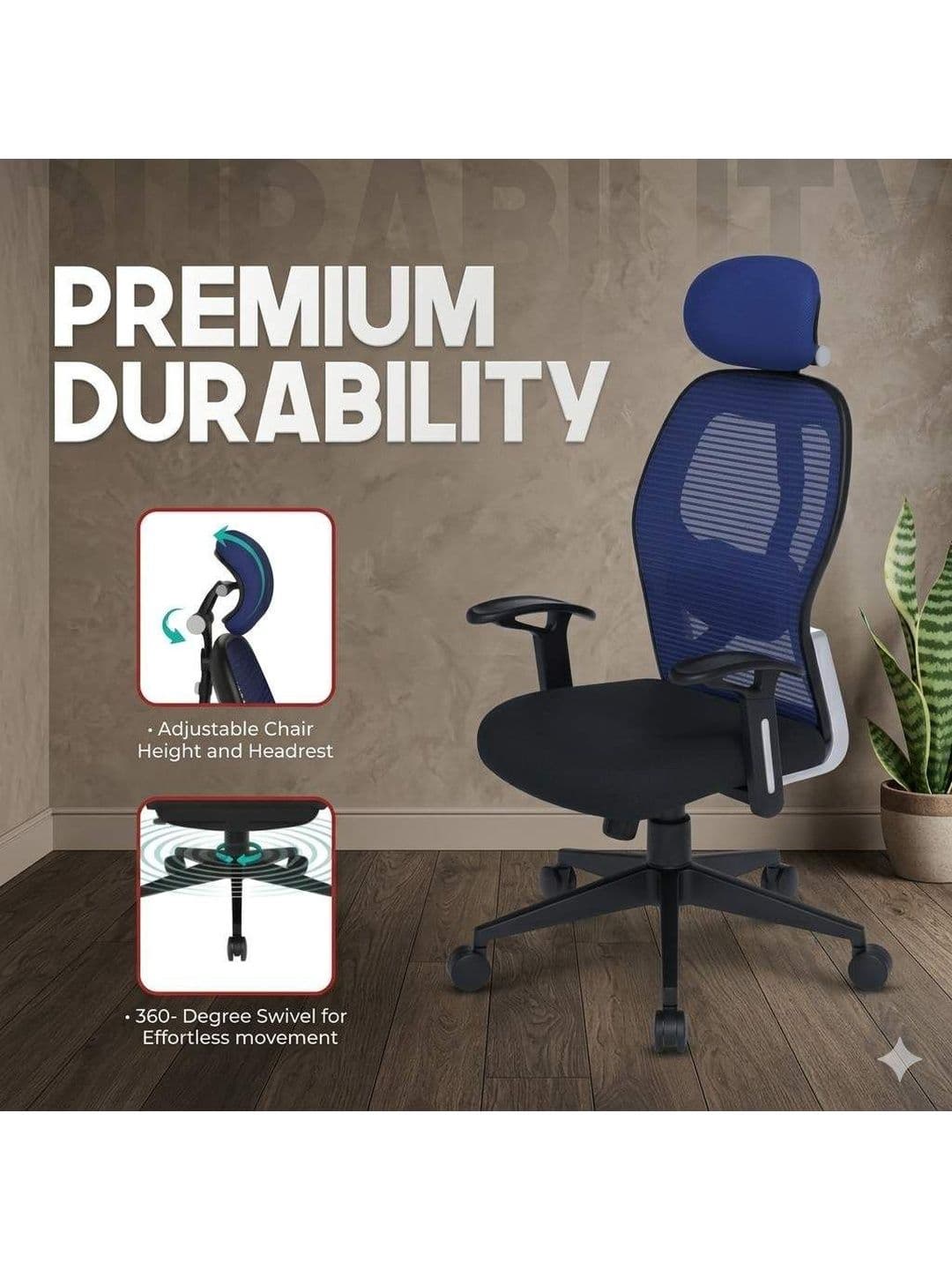 COZY CUB Blue & Black Adjustable Seat Height Study Arm Chair thumbnail 2