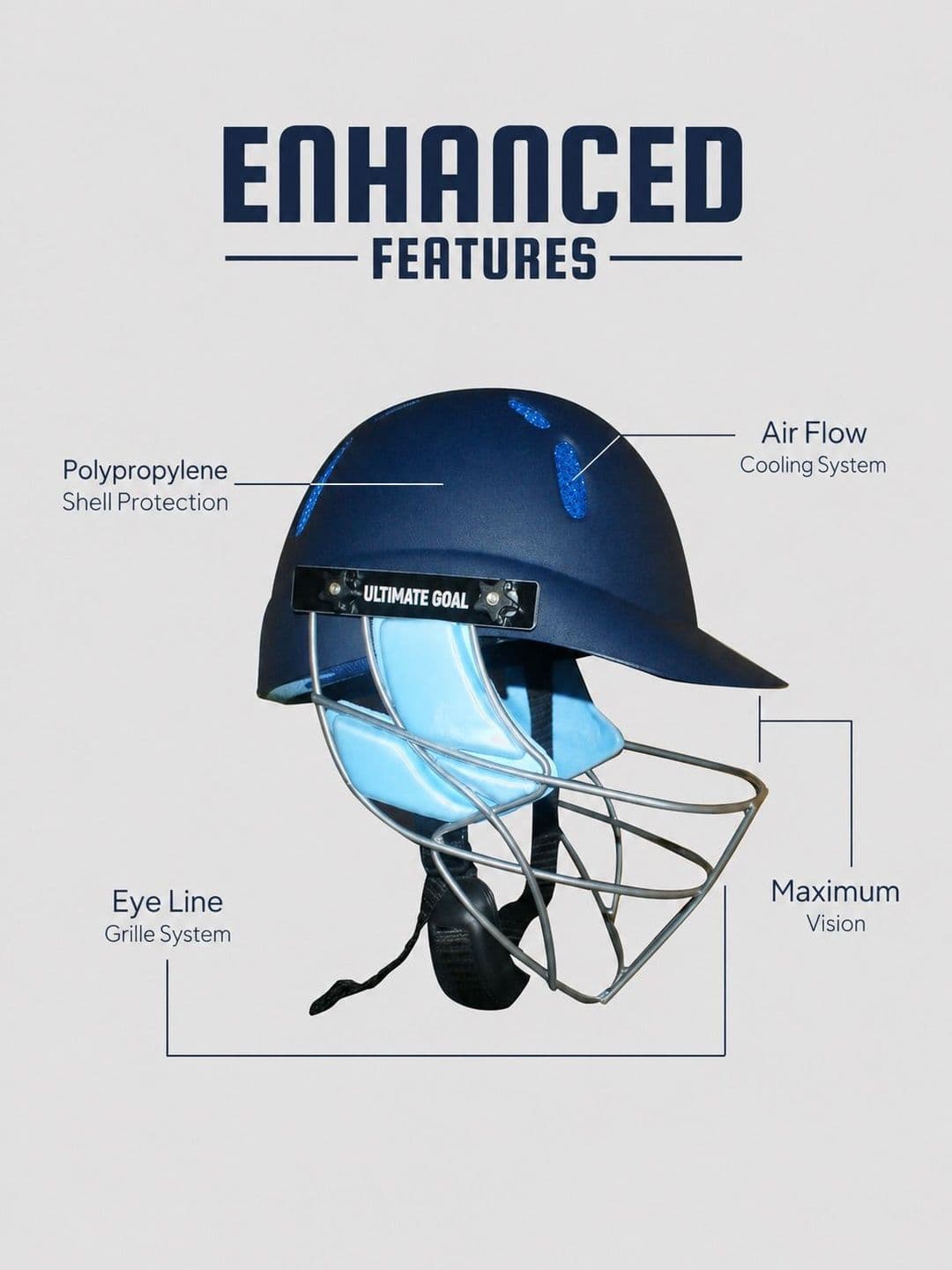 UG Sports Club Lite Series Cricket Batting Helmet thumbnail 4