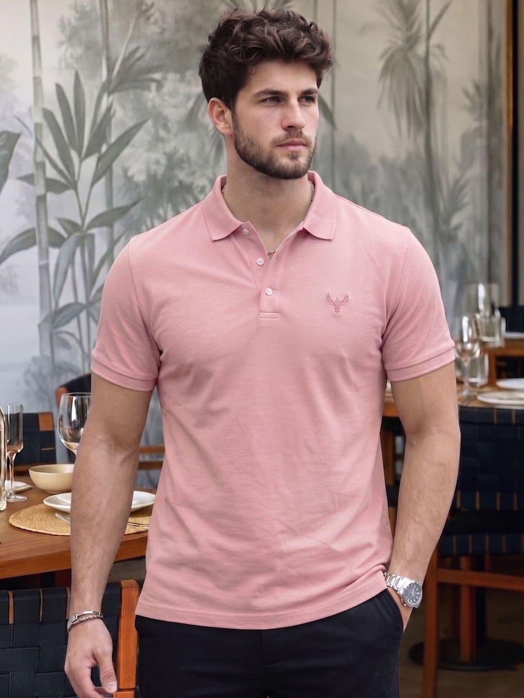 Utopium Men Brand Logo Polo Collar T-shirt - view 1