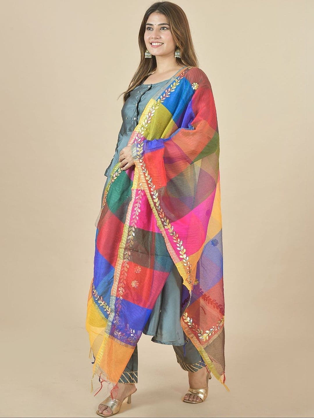 Kuhika Woven Design Art Silk Dupatta with Mirror Work thumbnail 5