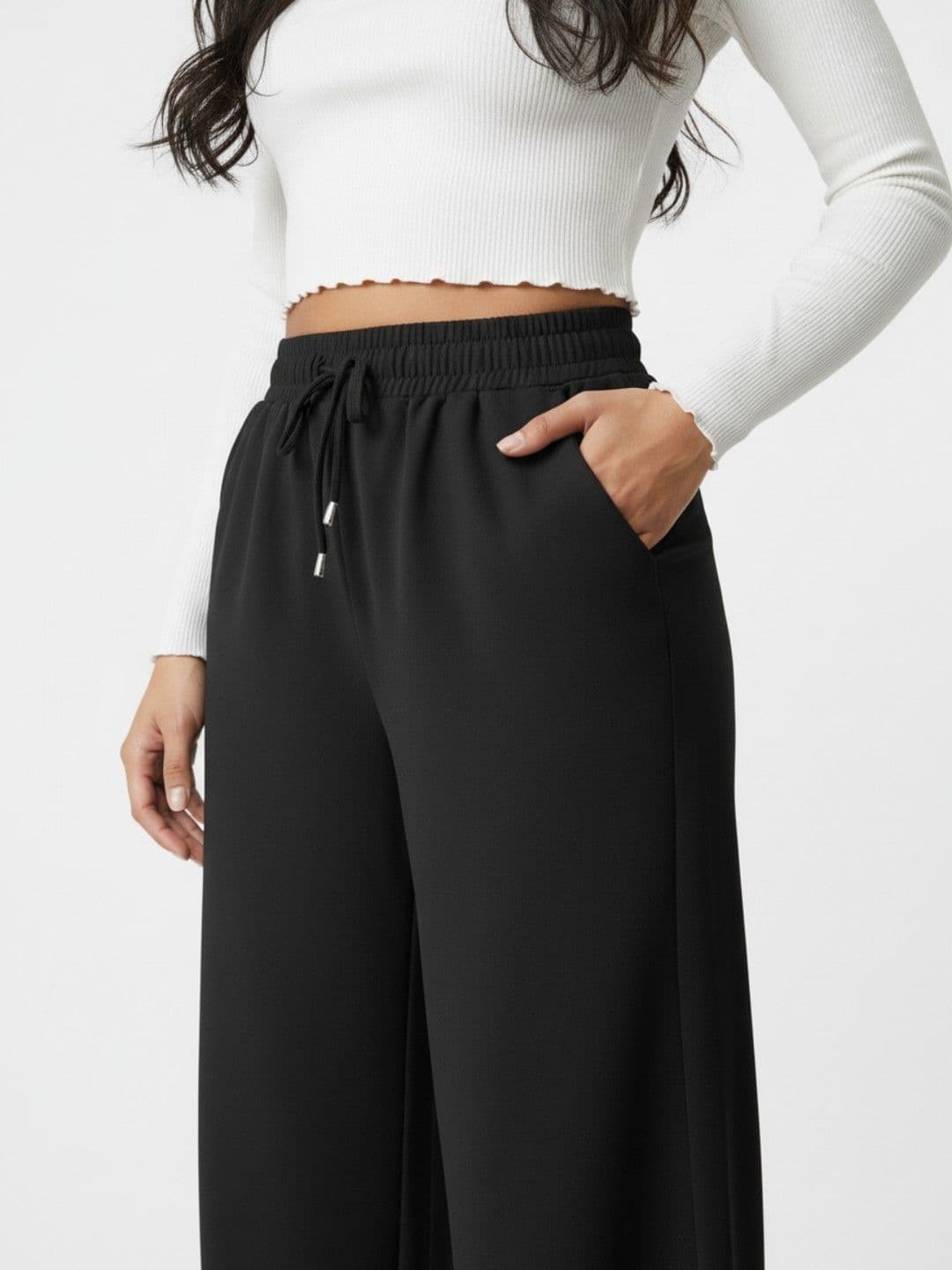 SZN Pack Of 2 Women Smart High-Rise Wrinkle Free Trousers thumbnail 4