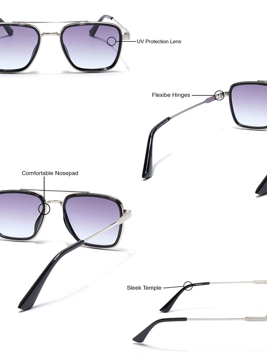 Eyejack by Voyage Unisex Wayfarer Sunglasses with UV Protected Lens B80802CL835 thumbnail 2