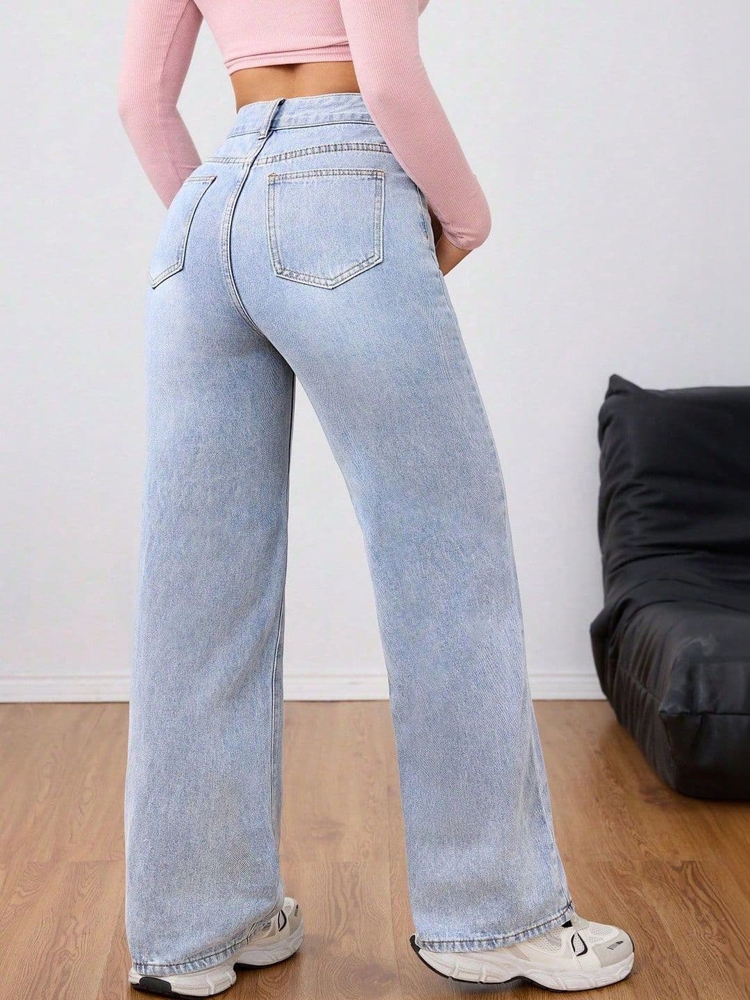 Crazeis Women Comfort Straight Fit High-Rise Light Fade Acid Wash Stretchable Jeans thumbnail 2