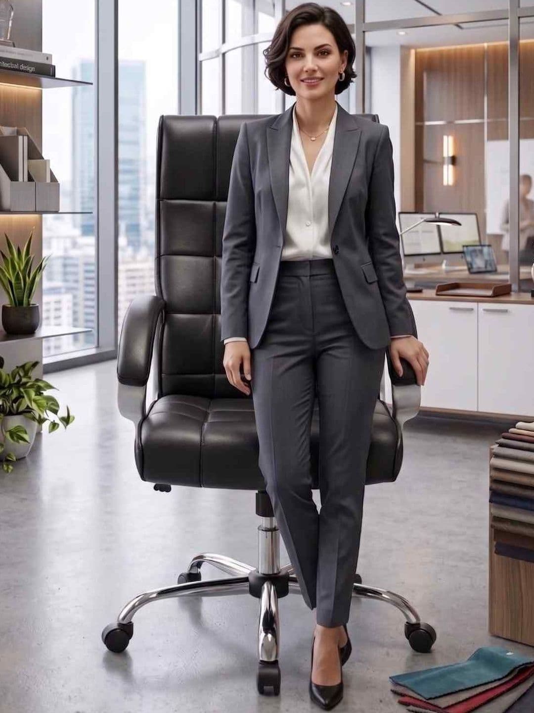 COZY CUB Black Leatherette Adjustable Seat Height Study Arm Chair thumbnail 3