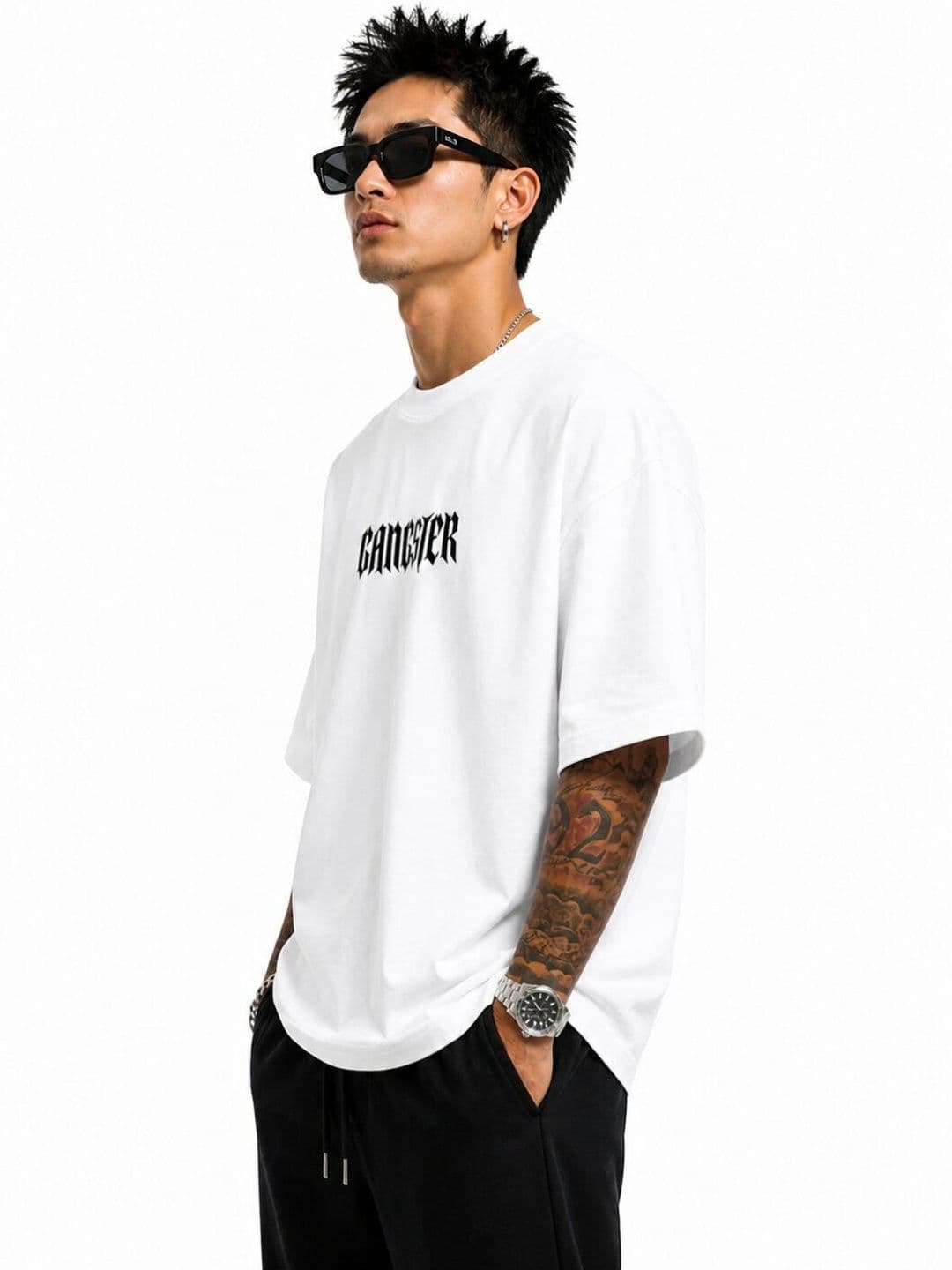HASTEN Men's Oversized Typography Print T-shirt thumbnail 3